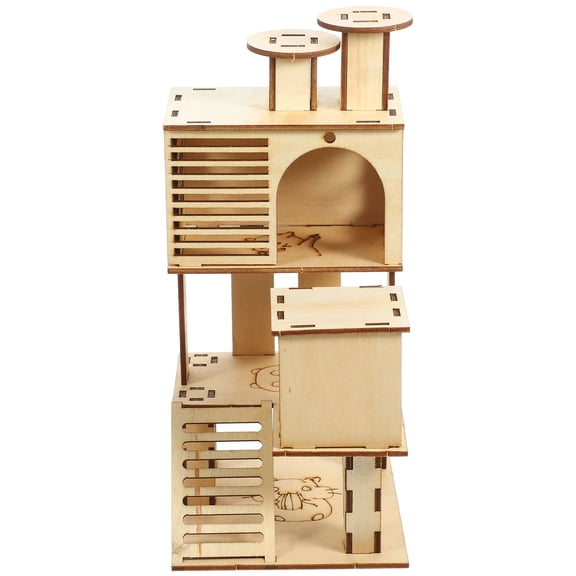 Supvox Wooden Hamster Platform Hamster Wooden Ladder House Khaki 1 Pcs