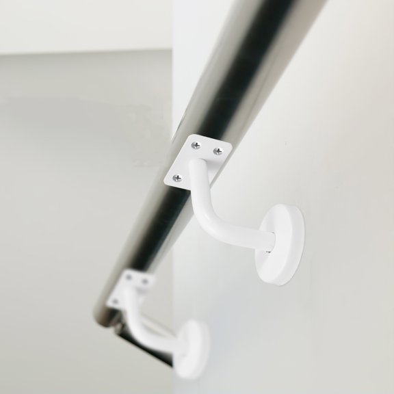 Supvox Wall Mounted White Stainless Steel Handrail Bracket Durable Support for Indoor and Outdoor