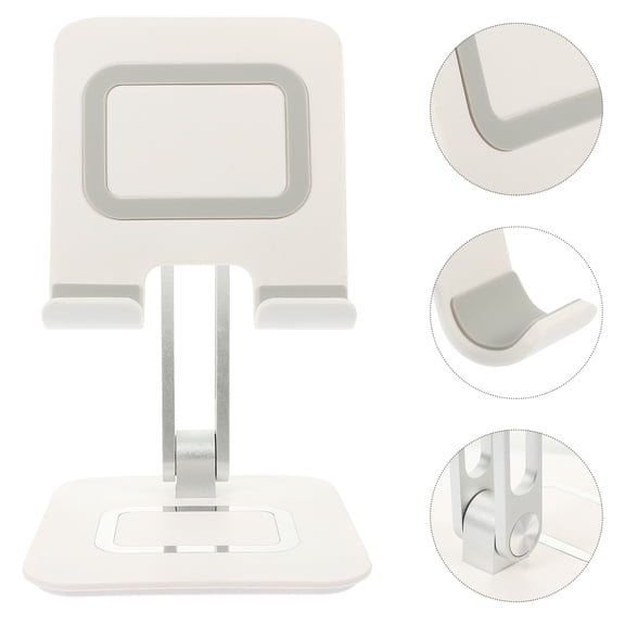 Supvox White Adjustable Foldable Metal Phone Stand Holder with Silicone Pad for Desktop