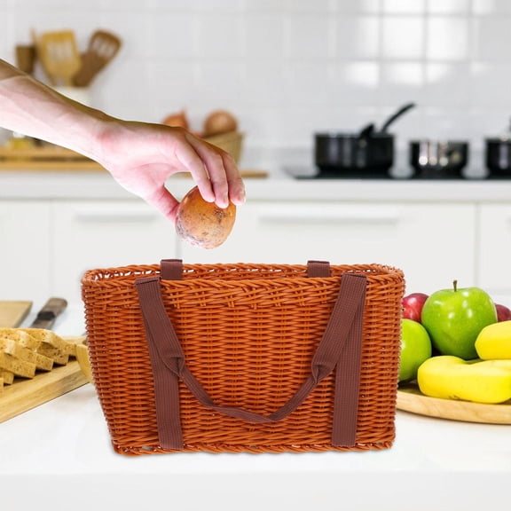 Supvox Portable Brown Hand-Woven Basket - Creative Storage Holder for Home