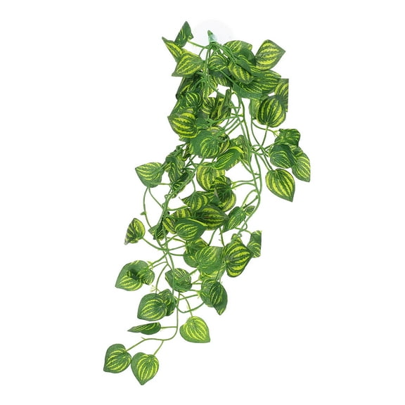 Supvox Simulated Vine Plant Terrarium Decor with Suction Cup for Reptile Box Green Artificial Leaves