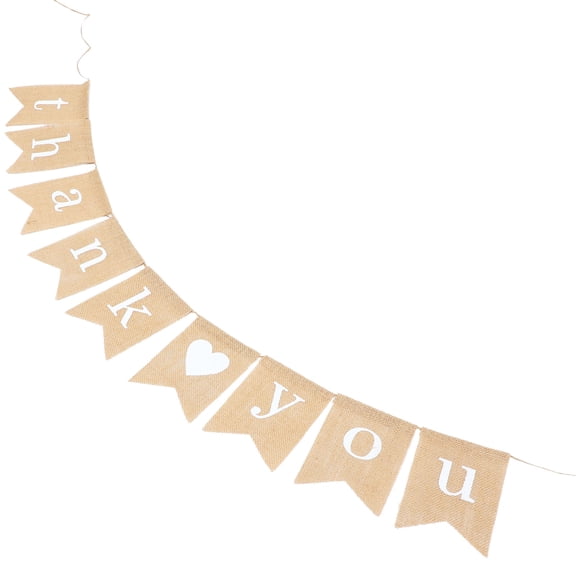 Supvox Jute T You Banner Brown Burlap Bunting with Adjustable Flags for Weddings