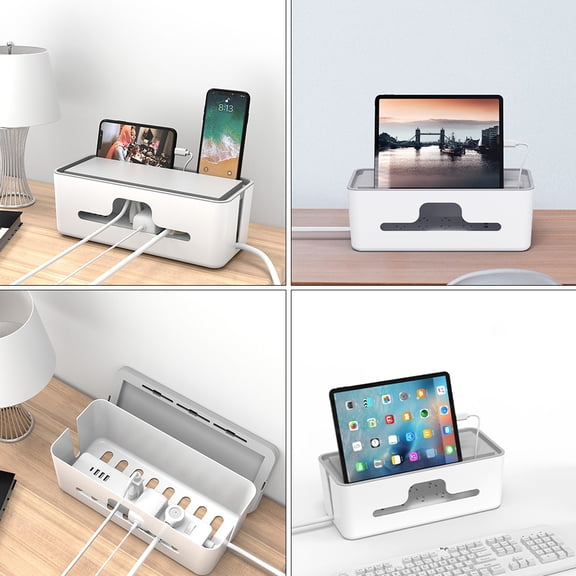Supvox 1Pc Stylish Cable Organizer with Lid Tray for Phone and Power Cord Storage