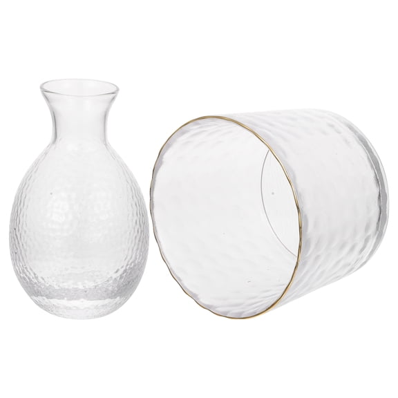 Supvox Japanese Sake Decanter Set Transparent Glass for Wine Use Easy Cleaning 1Set