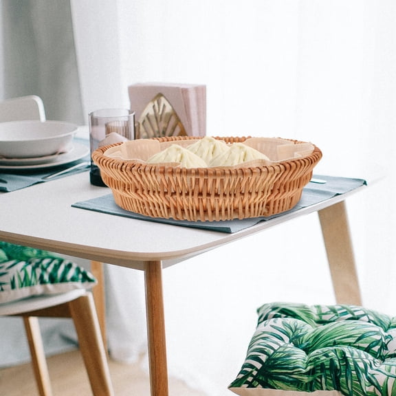 Supvox Brown Wicker Bread Basket for Serving Rolls and Multipurpose Food Storage Organizer