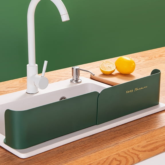 Supvox Green Plastic Sink Splash Guard Baffle Plate, Kitchen Sink Splash Protector for Home and Bathroom Use