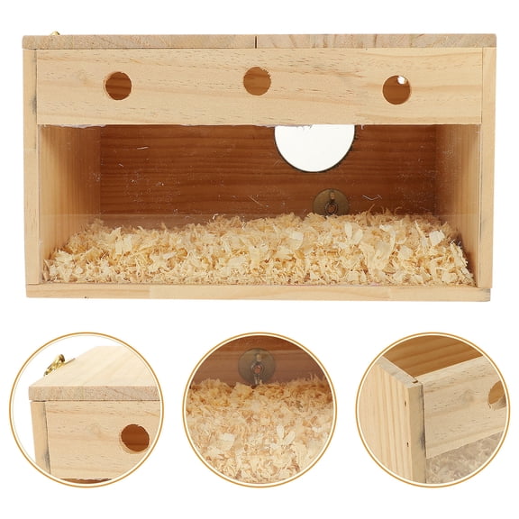 Supvox Wooden Parakeet Nesting Box Light Yellow for Efficient Bird Breeding