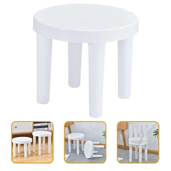 Supvox Three Legged Stool White Non Skid Step Stool for Home Use Lightweight and Stackable Design