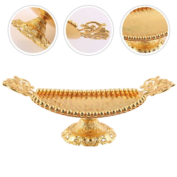 Supvox Golden Metal Candy Tray Decorative Dry Fruit Plate Tableware Serving Dish for Parties and Home Use 1 Piece