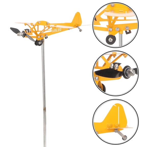 Supvox Assorted Color Iron Airplane Wind Sculpture Yard Decoration Outdoor Metal Windmill