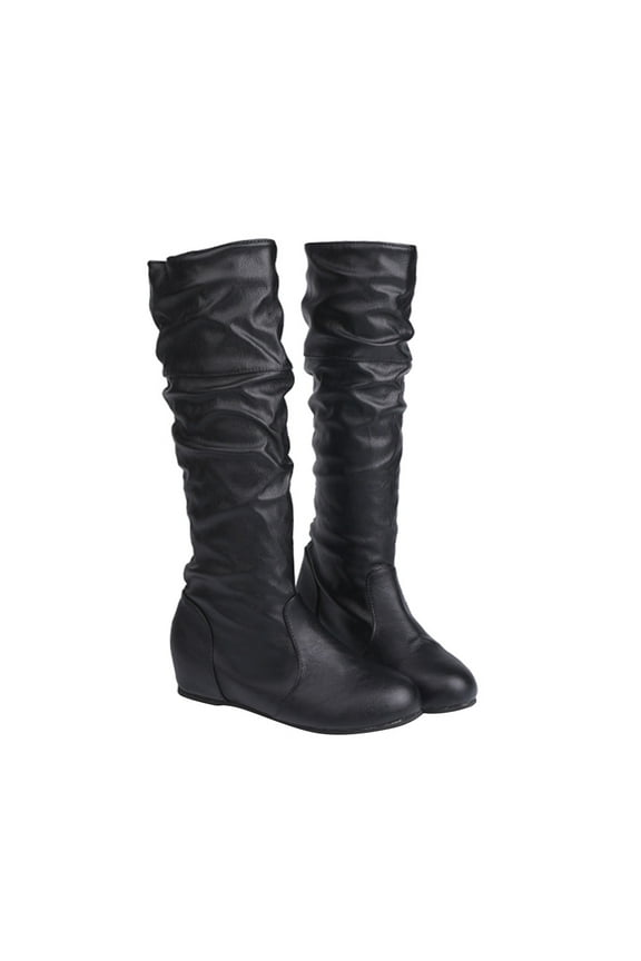 Knee-High Boots for Women Black Pu Rubber 1 Pair Size 40