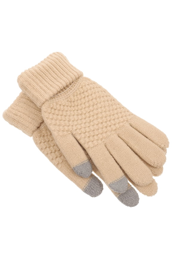 Mittens for Women Cold Weather Warm Beige Acrylic Fiber 1 Pair