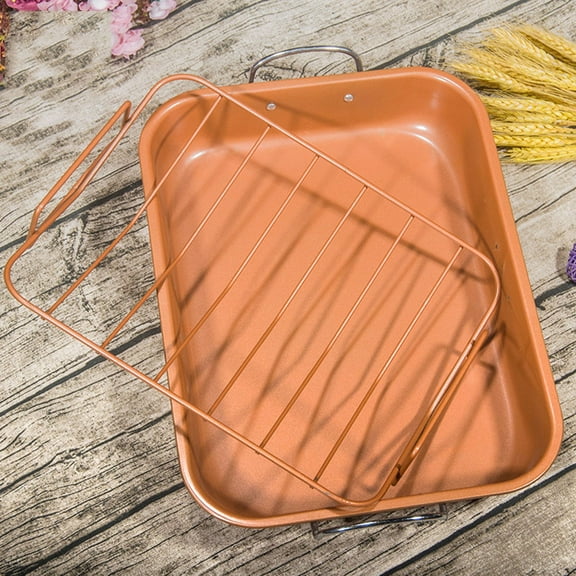 Supvox Metal Baking Tray with Nonstick Coating and U Shape Rack for Baking Bread and Grilled Chicken