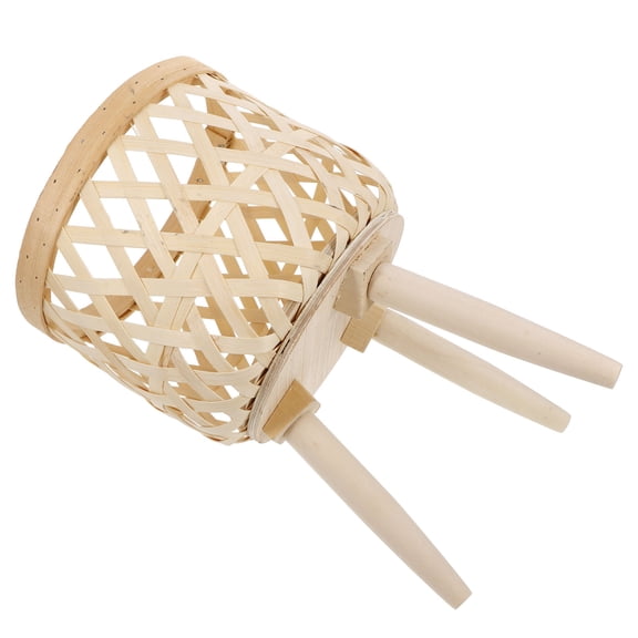 Supvox Durable Beige Wooden Woven Planter Basket for Indoor Outdoor Storage and Decor 12.0 x 12.0 x 10.0