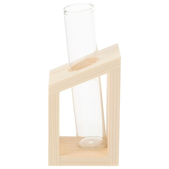 Supvox Clear Glass Test Tube Vase with Wood Rack for Indoor Plant Propagation and Decor