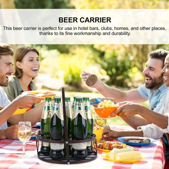 Supvox Portable Iron Beer Basket Drink Holder for Home and Use, and Convenient Beverage Carrier