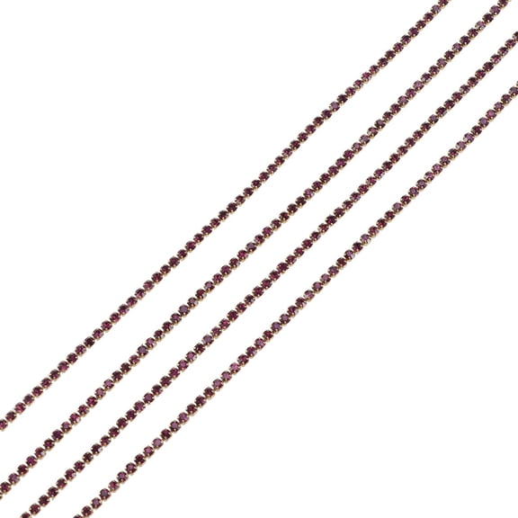 Supvox Rhinestone Trim Sewing Crystal Rhinestone Close Chain Glass Dark Purple 1Pack