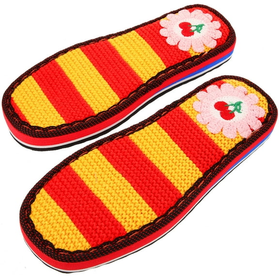 Supvox 1Pair Assorted Color Crocheted Shoe Soles with Rubber Anti Skid Durable DIY Slipper Pads