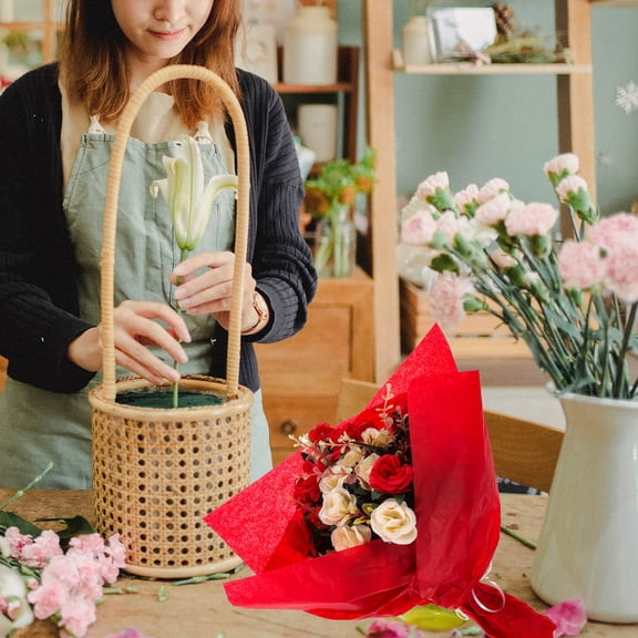 Supvox Floral Wrapping Paper Red Color Multi Functional Flower Wrapping Material for Bouquets