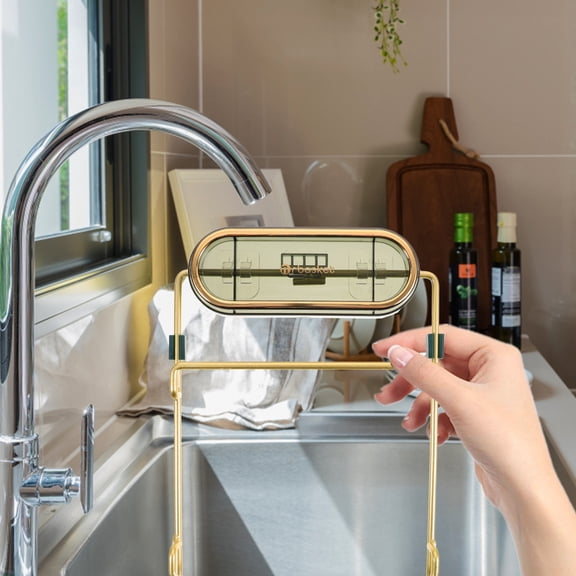 Supvox Space Saving Green Sink Filter Rack for Kitchen with Iron Frame and Food Straining Design