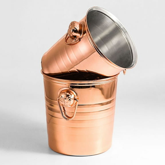 Supvox Ice Buckets for Parties Double Handle Structure Stainless Steel Rose Gold 1Set