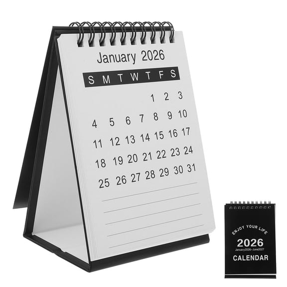 Supvox 2026 Desktop Monthly Calendar Planner in Black, Compact Design for Office and Home Organization