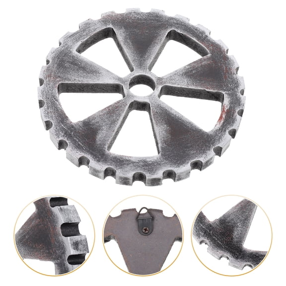 Supvox Industrial Style Gear Decor Gear Wall Decoration Wood Black 1Set