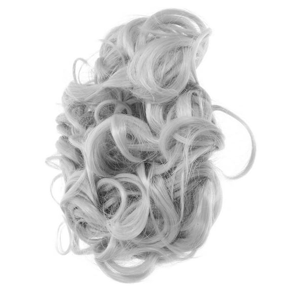 Supvox Grey Curly Bun Hair Piece Synthetic Hair Extension Comb Clip for Elegant Styling