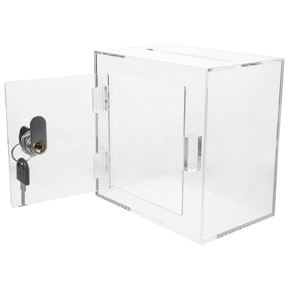 Supvox Lockable Transparent Donation Box Acrylic Storage for Letters and Voting