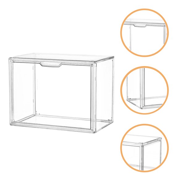 Supvox Transparent Plastic Clear Book Storage Box for Home Organization Storage Case 10.5 x 7.5 x 5.5 Inches