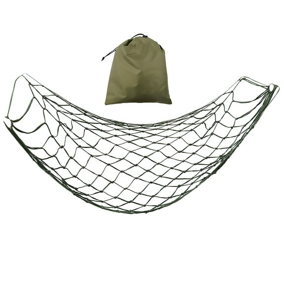 Supvox Outdoor Rope Hammock with Nylon Mesh Sleeping Net in Olive Green for Travel