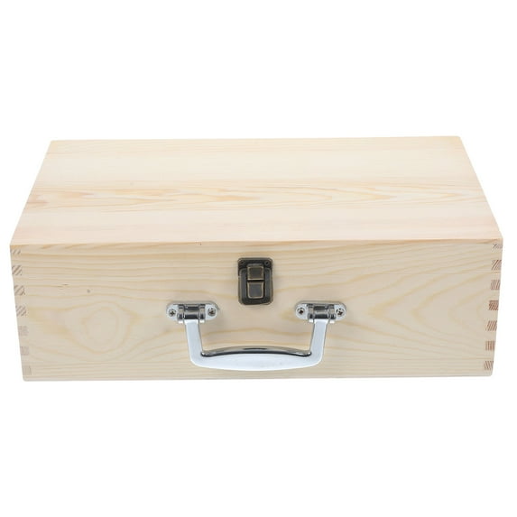 Supvox Natural Wood Container Box Light Brown Keepsake Box for Collectors 1Pcs