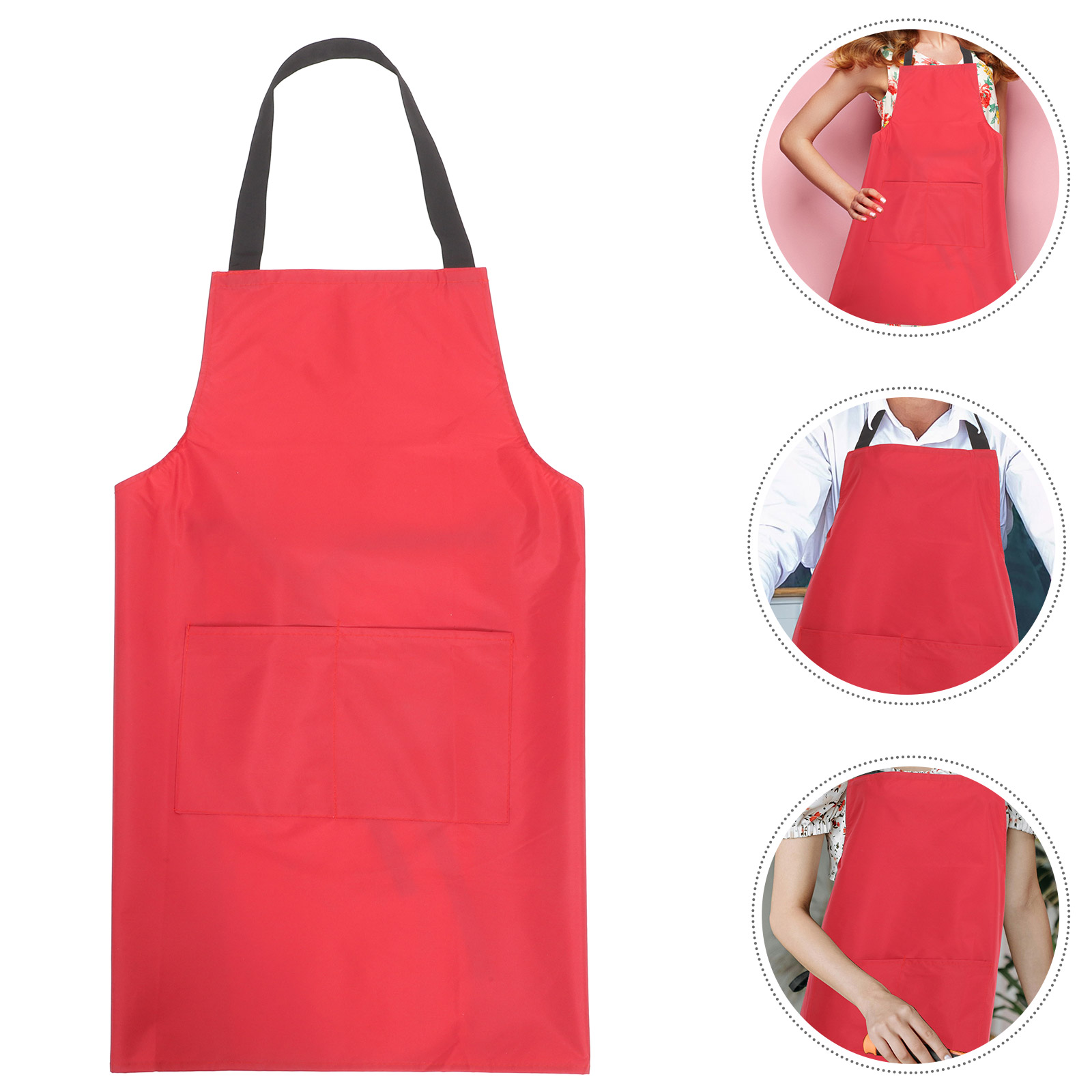 Supvox Red Waterproof Cooking Apron Made From PVC Material For Daily 