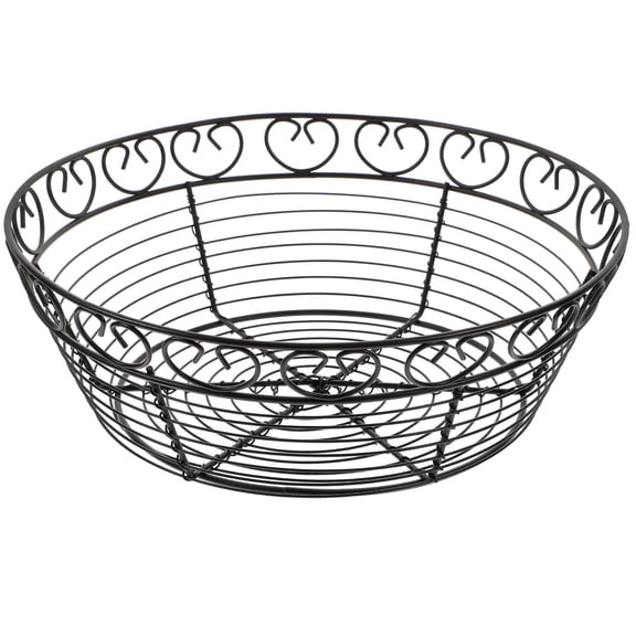Supvox Round Wire Basket Black Metal Bread Basket for Kitchen Counter Storage