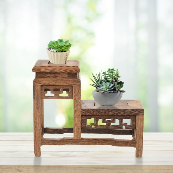 Supvox Coffee Wooden Potted Plant Holder for Living Room and Entryway