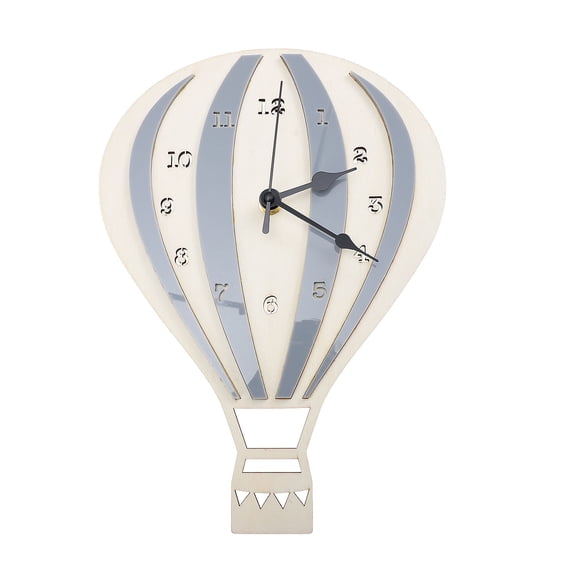 Supvox Mute Grey Wall Clock Hot Air Balloon Design Quiet Hanging Clock for Bedroom Home