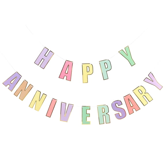 Supvox Wedding Photo Props Decoration Anniversary Banner Assorted Color 1 Set