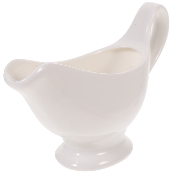 Supvox White Ceramic Gravy Boat for Home Use Saucier Sauce Jug Lightweight Kitchen Supplies 1Pc