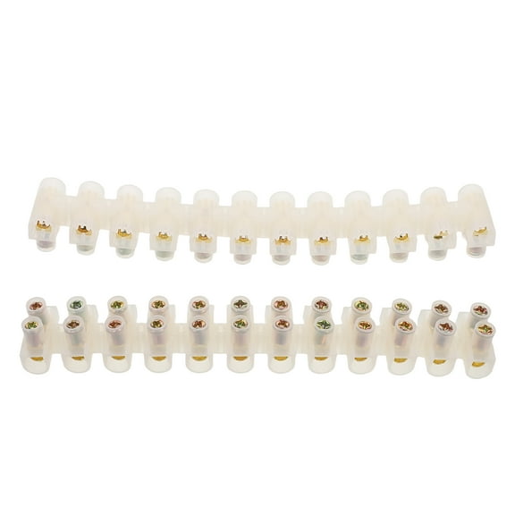 Supvox White Polyethylene Terminal Block for Industrial Use with Screw Terminal Posts, 30A Capacity, Multiple Circuit Connections, 2pcs