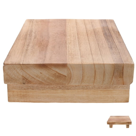 Supvox Wood Foot Stool Light Brown Wooden Rectangular 1Pcs for Home Users