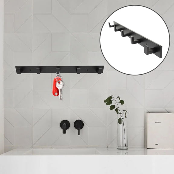 Supvox Black Aluminum Over The Door Hooks Self Adhesive Wall Hooks for Hanging Coats Towels and Bags