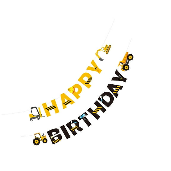 Supvox Assorted Color Birthday Banner for Party Decoration with Construction Car Theme