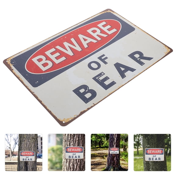 Supvox Vintage Bear Warning Sign Iron Garden Sign Outdoor Caution Decor for Yard