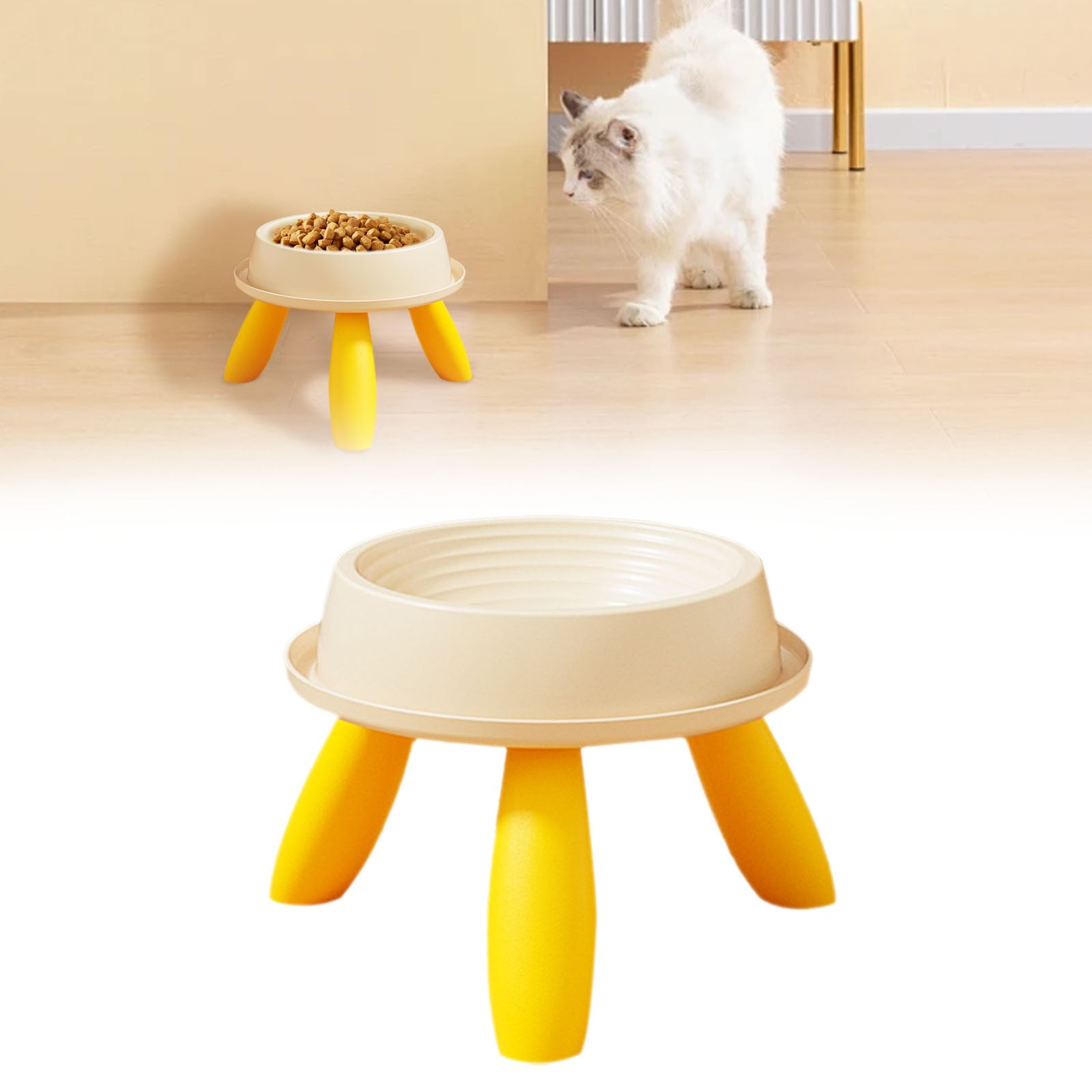 Shiningirl Raised Ceramic Cat Food Bowls | Tilted Elevated Design For Easy Eating | For Cats & Small Dogs | Dishwasher Safe