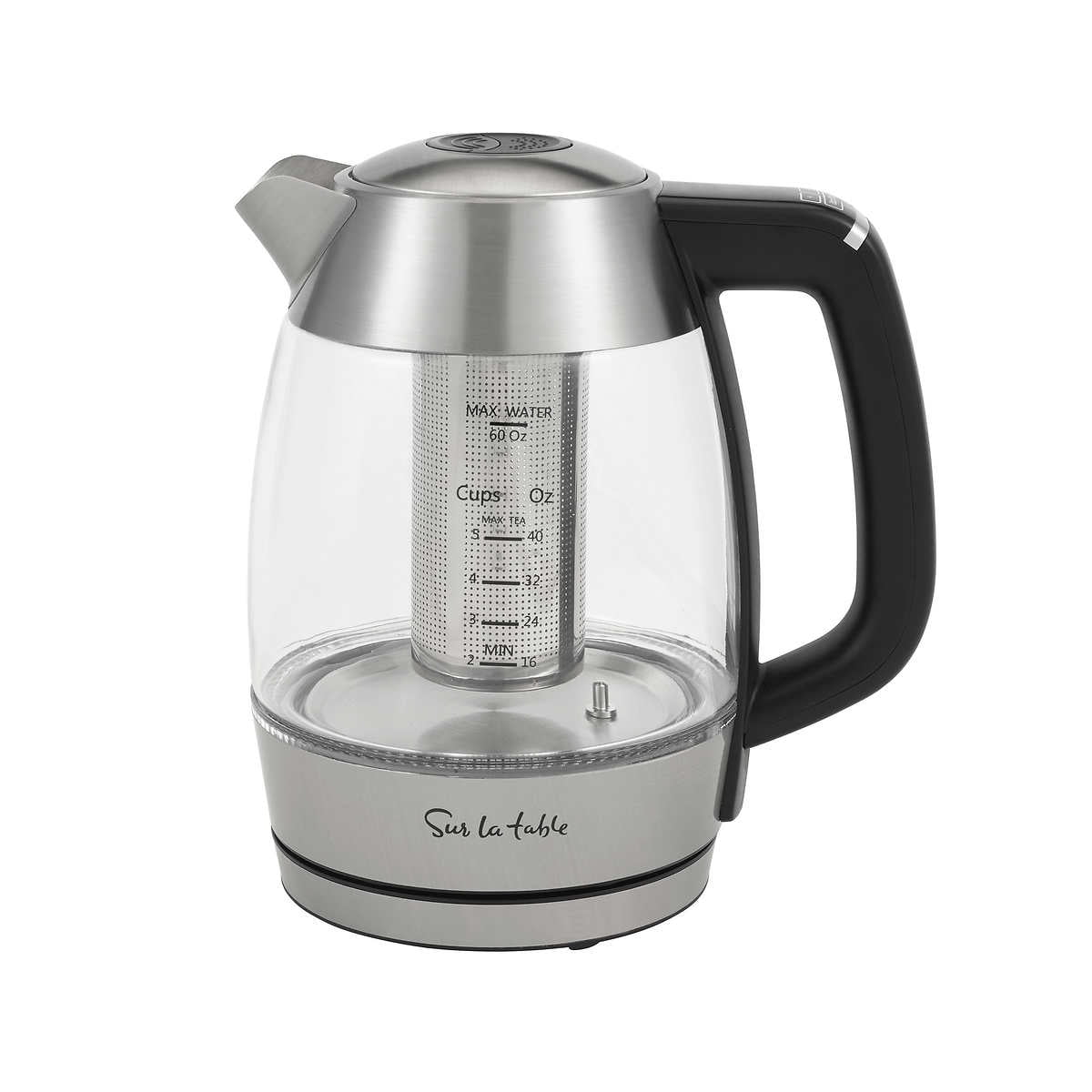 Sur La Table 1500W 60 oz Electric Kettle, Grey with Infuser
