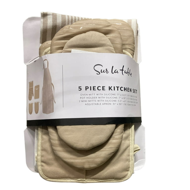 Solid Linen Potholder & Oven Mitt Set - Beige | The Company Store