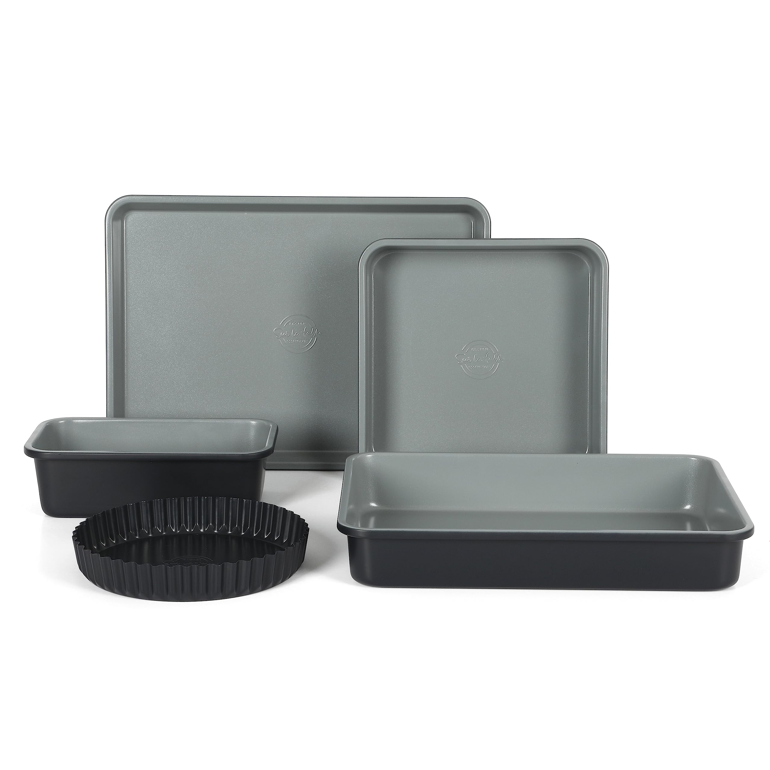 Grey Carbon Steel Nonstick Bakeware Set with Black Exterior