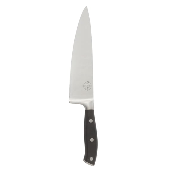 Sur La Table Kitchen Essential Tasting Kitchen German Steel Chef’s Knife, 8-Inch Stainless Steel Blade – Professional Kitchen Knife with Black Handle and Forged Full Tang