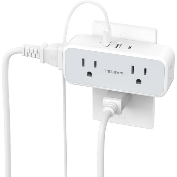 Sur Protector Outlet Extender, Multi Plug Splitter with 4 Electrical Outlets 3 USB Ports(1 USB C), Multiple Plug Mini Wall Expander for Home Bathroom Office Dorm Room Essentials