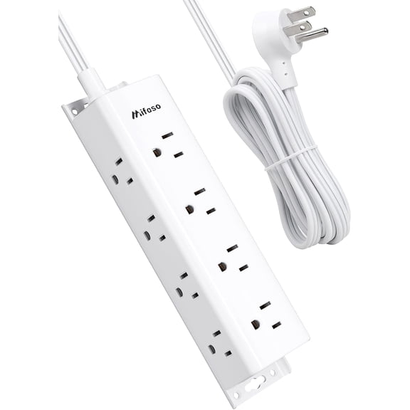 Sur Protector Power Strip - 12 Widely Spaced Multi Outlets, Wall Mount, 3 Side Outlet Extender with Extension Cord, Flat Plug, Overload Protection, Home Office Dorm Room Essentials (5FT, White)
